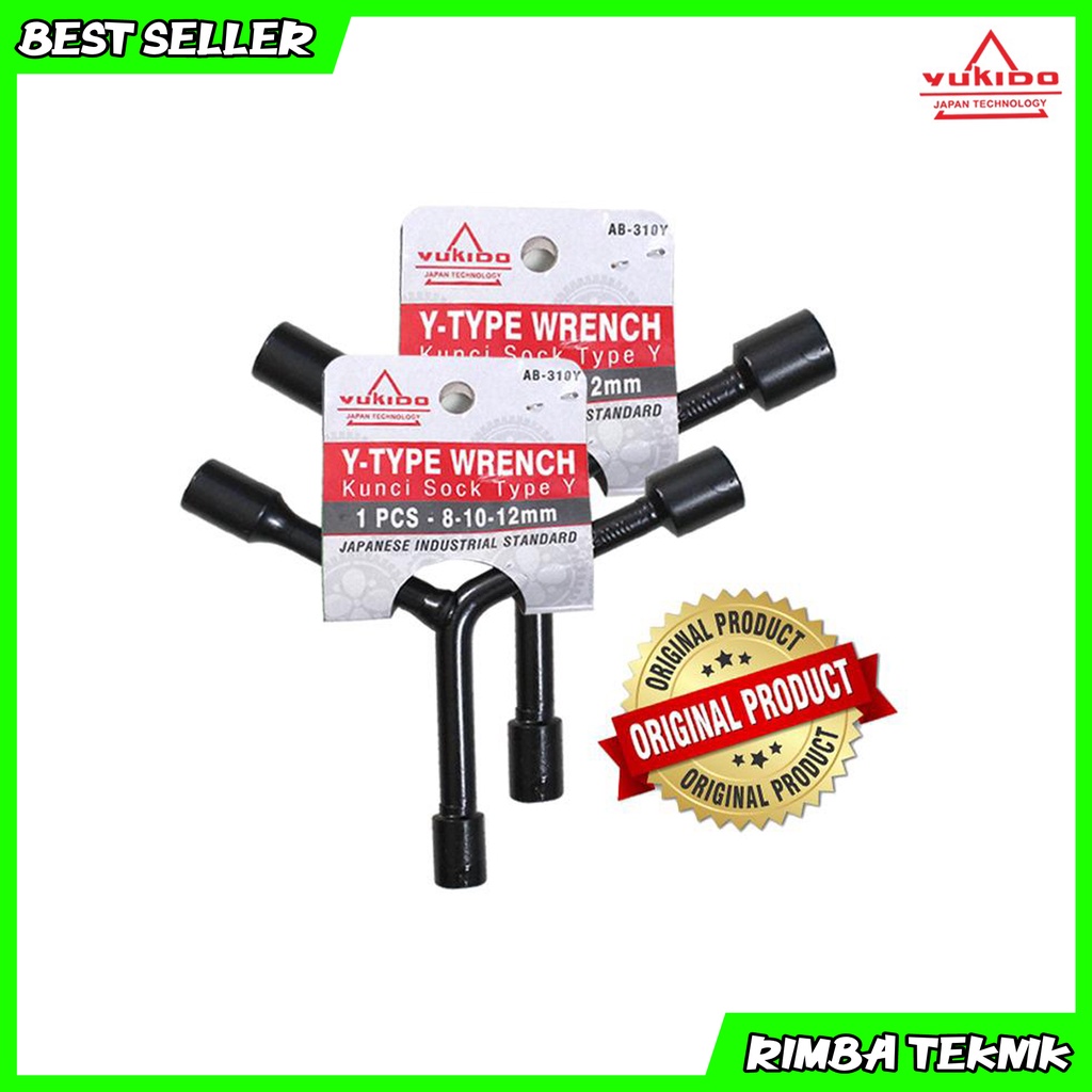 Termurah Kunci Sock Y Hitam 8-10-12 / 10-12-14 / 12-14-17 Yukido Y Socket Wrench Spanner Kunci Y Chrome Vanadium Cr-V