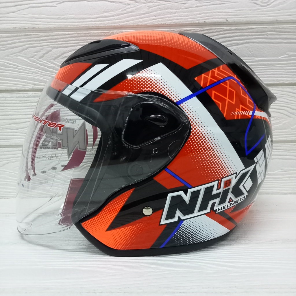 HELM NHK R6 R44 BLACK ORANGE NHK R-6 MOTIF BLACK ORANGE GLOSSY