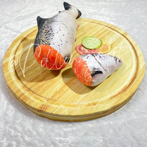 Pillowart - Bantal Boneka Ikan Salmon Potong Size L - ART039