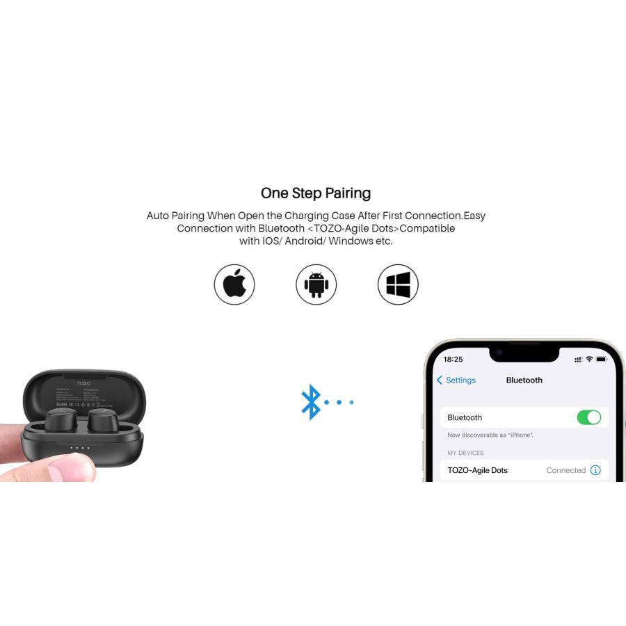 TOZO Agile Dots TWS Wireless Earbuds Bluetooth Lightweight Design