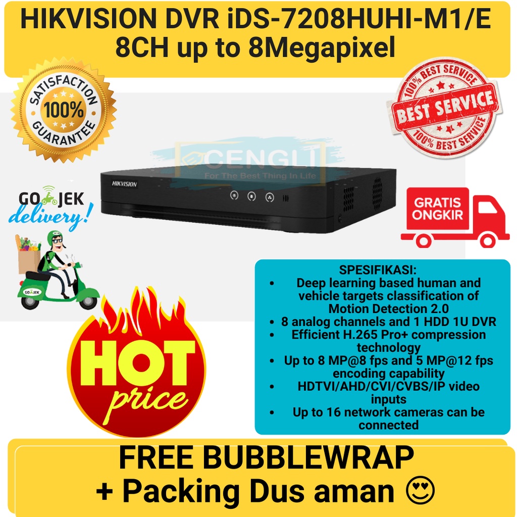 DVR HIKVISION TURBO 8CH 8MP DS-7208HUHI-K1/E 7208 Huhi-k1/e