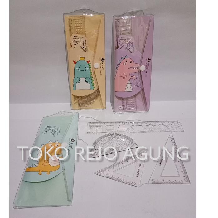 

㊙ SATU SET ( 4 PENGGARIS ) Penggaris Set Tebal Lucu Dompet Kancing 20Cm ❆