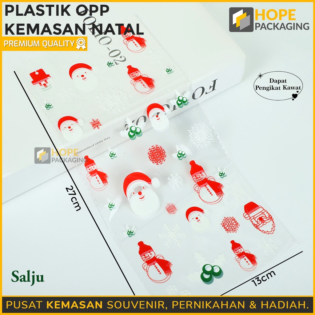 [ 5 PCS ] Kemasan Souvernir Natal Size : 13x27cm + Pita kawat plastik natal cookies