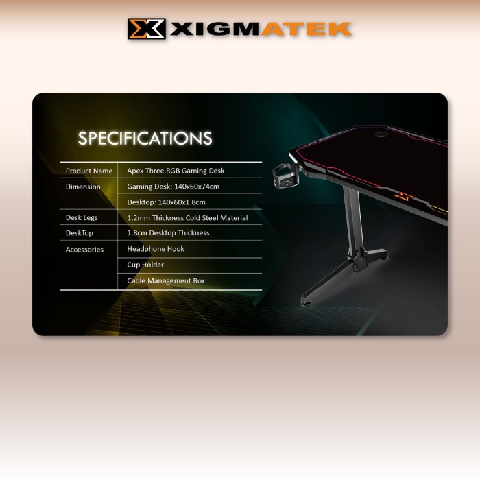 XIGMATEK TABLE GAMING APEX THREE - Meja GAMING XIGMATEK