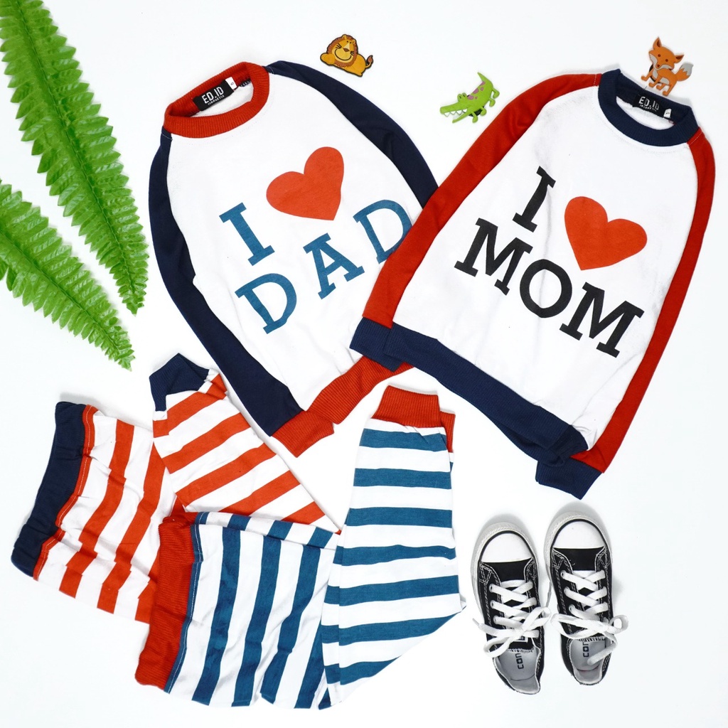 Amspro setelan anak laki-laki stelan anak setelan anak baju anak love mom love dad