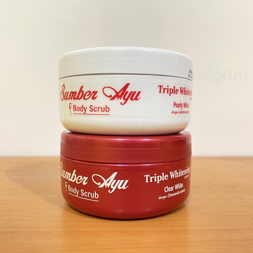 Ningrum - Sumber Ayu Body Scrub Triple Whitening Extract 100ml | Scrub Tubuh Lulur Mandi Extra Whitening Putih Lebih Cepat Original BPOM - 7402