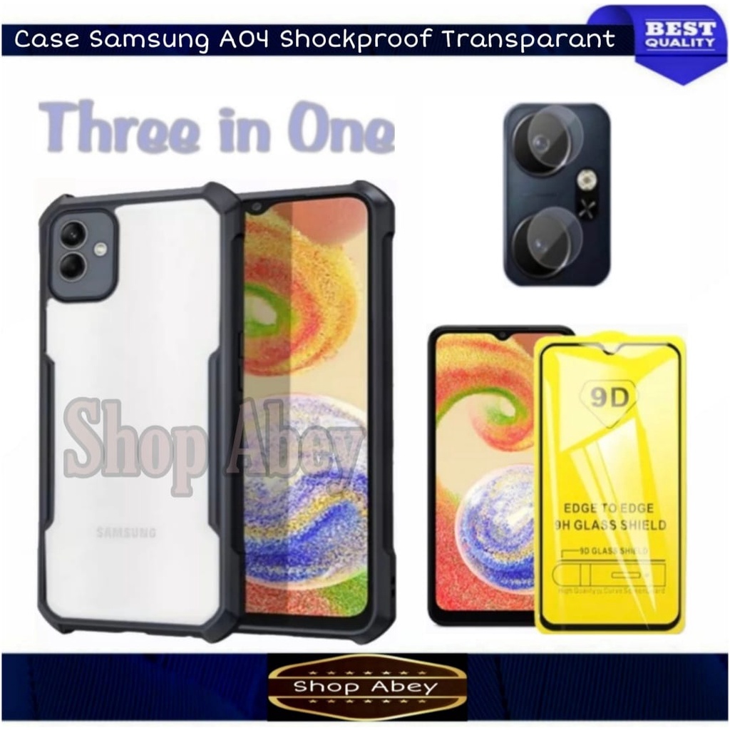 Case Samsung Ao4 Hardcase Armor Shockproof Transparant Premium Free Tempered Glass Layar Full Dan Tg