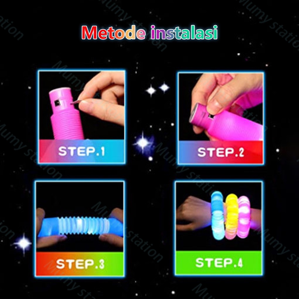 Mumystation mainan lampu led viral anak light up pop tubes mainan pipa led