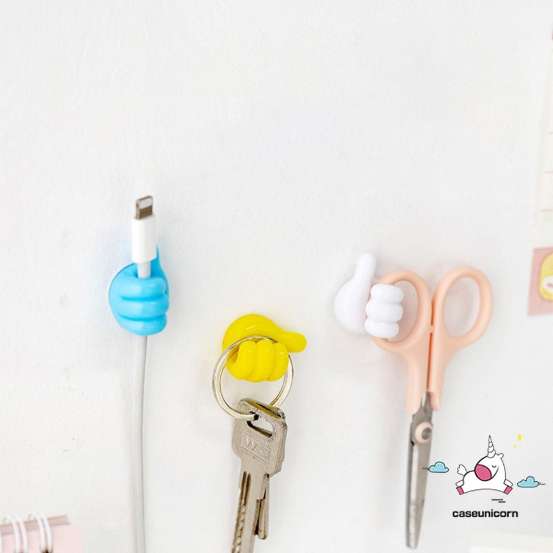 Self-adhesive Dekorasi Dinding Hook Kreatif 3D Jempol Kunci Gantungan Hook Hoom Kantor Tanggal Garis Klip Kabel Kawat Meja Organizer