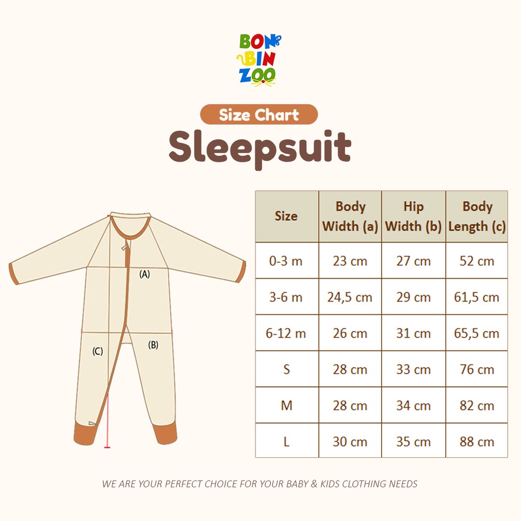 Sleepsuit Resleting Bonbinzoo Nature Series SNI bahan halus 0-12 Bulan S M L