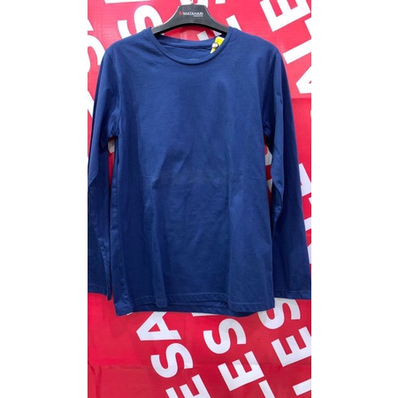 T Zone Size M kaos manset wanita remaja perempuan navy biru polos lengan panjang