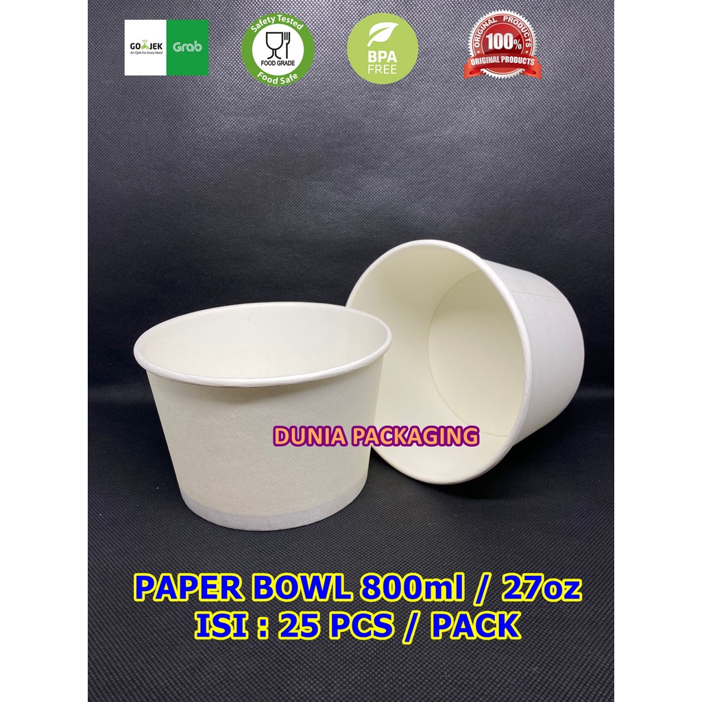 Paper bowl Tebal 800ml 27oz Per Pack Tahan Panas Microwave Mangkok Kertas Medan