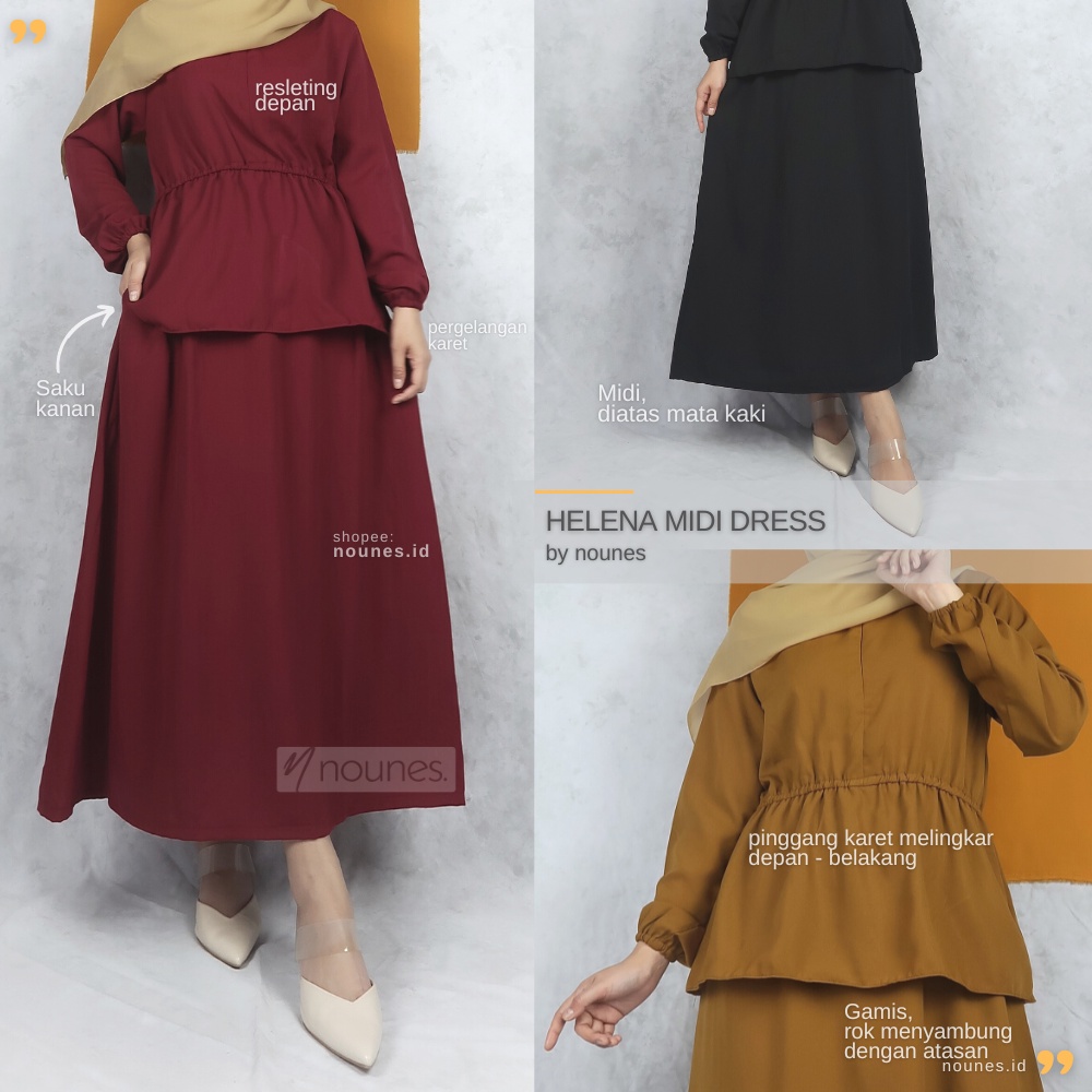 Nounes Helena Midi Dress Matt Wollycrepe Size M L XL Jumbo XXL LD 98 104 110 120