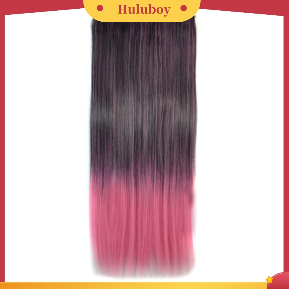 Wig Rambut Extension Model Panjang Lurus Warna Gradasi Tahan Panas Untuk Wanita