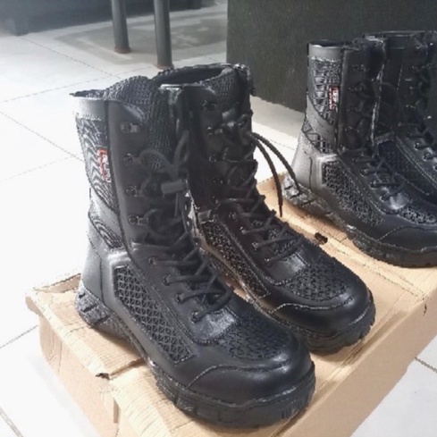 SEPATU LONG BOOTS PDL TNI POLISI KULIT ASLI DOP UKURAN BESAR 43 44 45