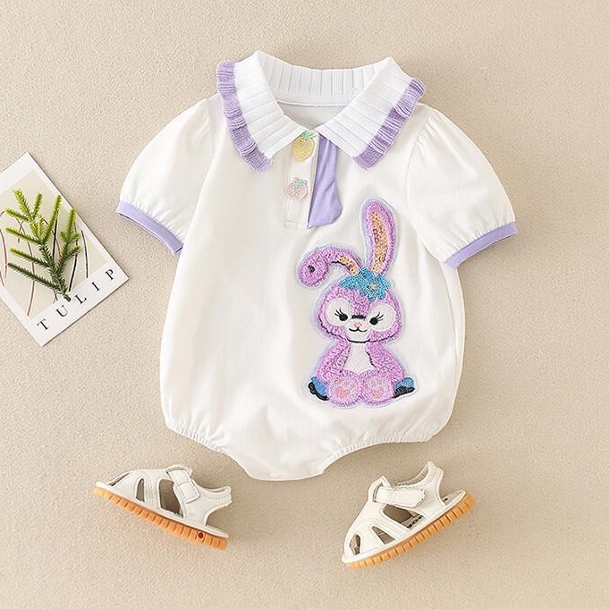 Jumper Bayi Perempuan MAPLE Pakaian Bayi Bodysuit Kerah Import