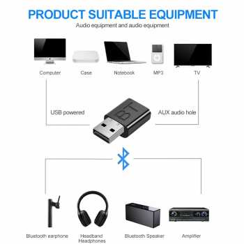 USB Audio Bluetooth Dongle 5.0 2in1 Transmitter Receiver AUX / USB Dongle Kecil Praktris USB Bluetooth Audio USB Blutooth Speaker Headphone MP3 MP4 TV Source Audio Perangkat Audio Spiker Bluetooth / USB Dongle HiFi Audio Bluetooth Transmitter &amp; Receivern