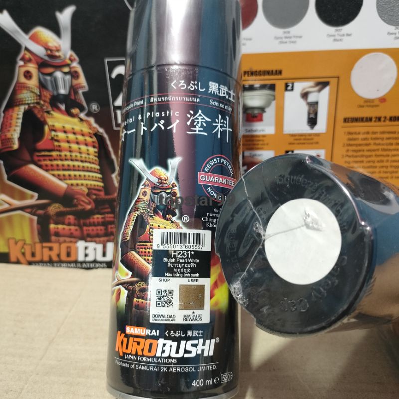 Pilok Pilox Cat Samurai Lembayung Biru Bluish Pearl White H231 23 400ml Cat Semprot Samurai Paint Kurobushi Aerosol