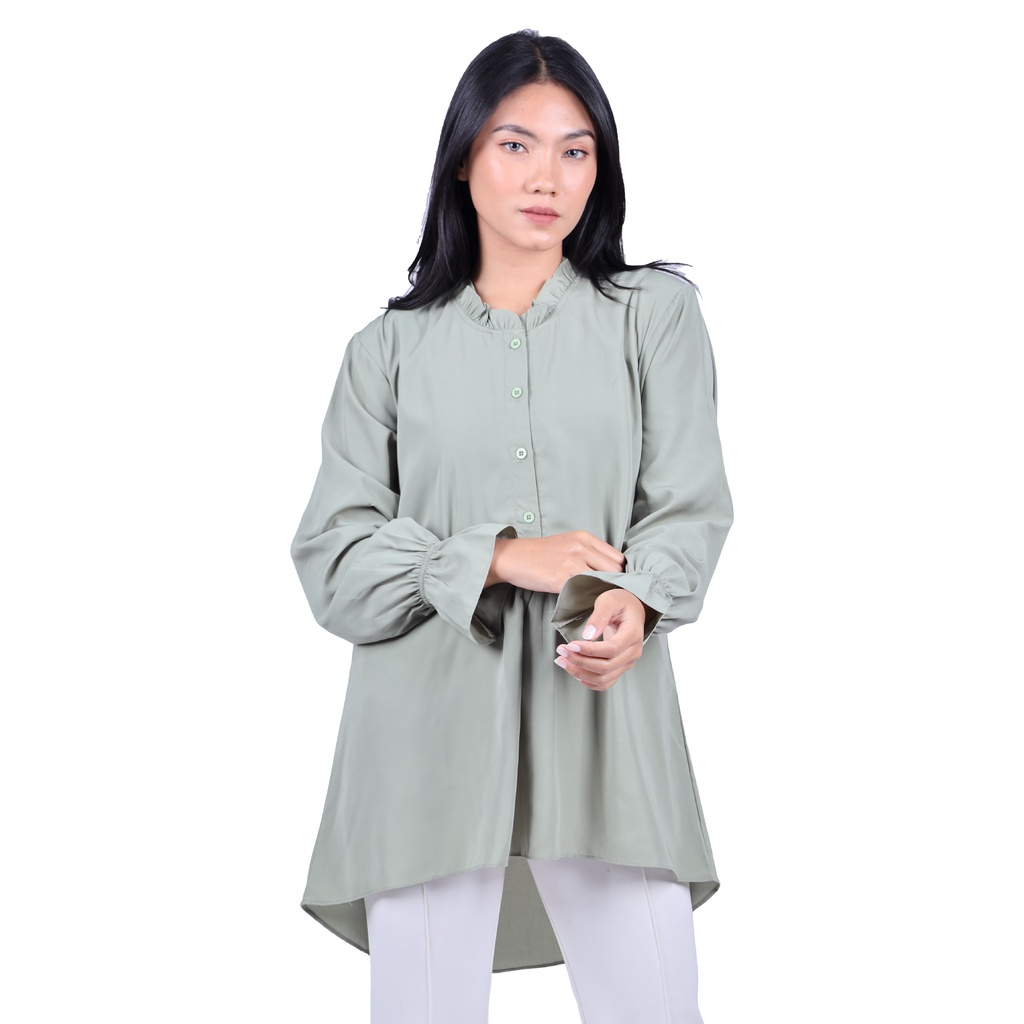 Ohya - Kemeja Blouse Atasan Wanita Astrantia Leaf Green