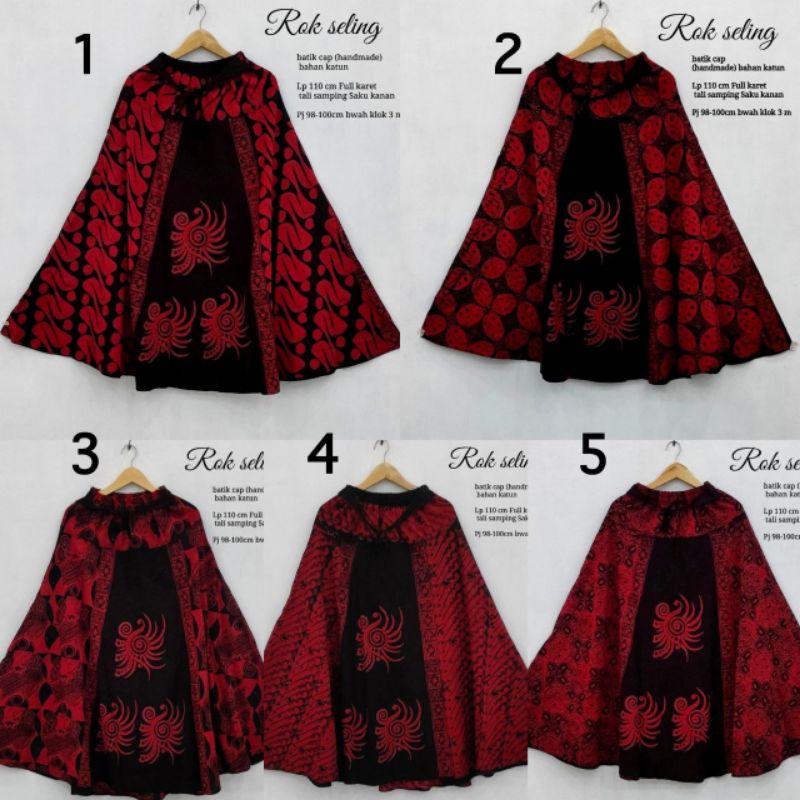 Bawahan Rok Batik Wanita Dewasa Rok Batik Cap Tulis Handmade Premium Warna Merah