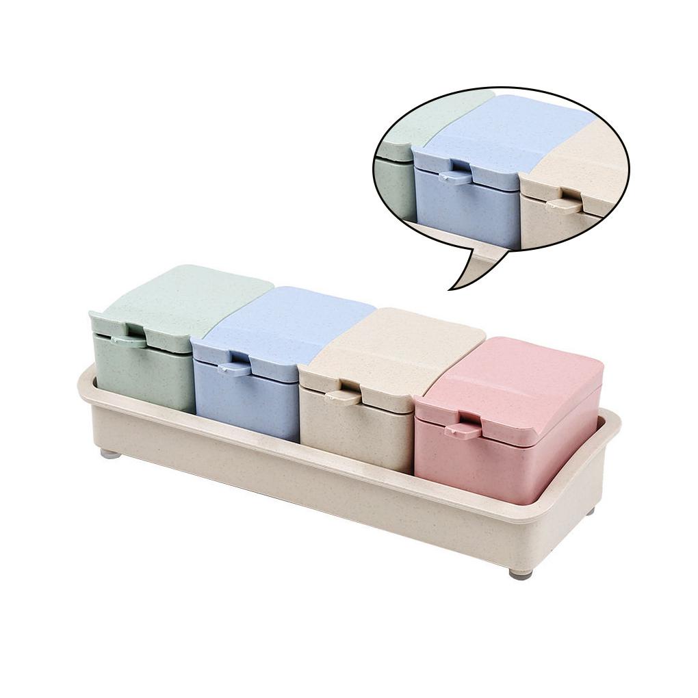 Kotak Bumbu Set Kotak Bumbu Rak Bumbu Panci Bumbu Wadah Penyimpanan Toples Bumbu Tutup Cruet Dan Sendok Peralatan Dapur