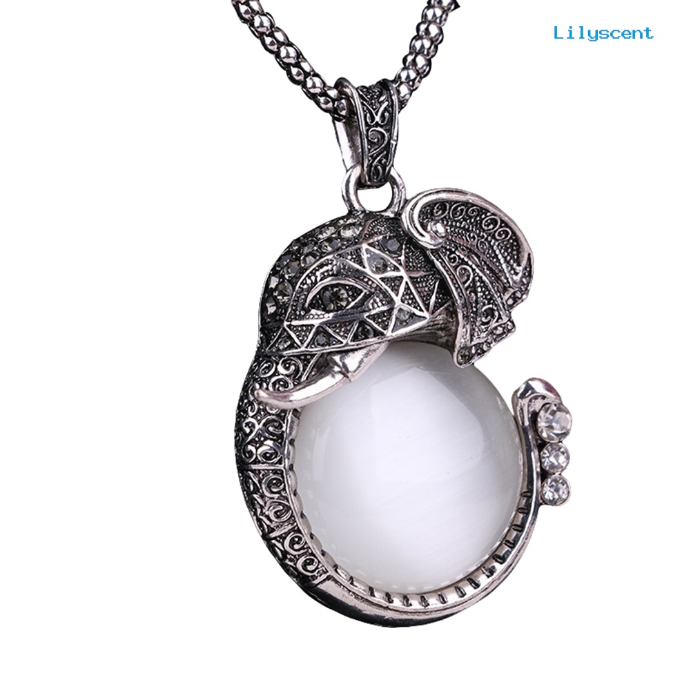 [LS] Gajah Opal Drop Pendant Rantai Kalung Wanita Fashion Perhiasan