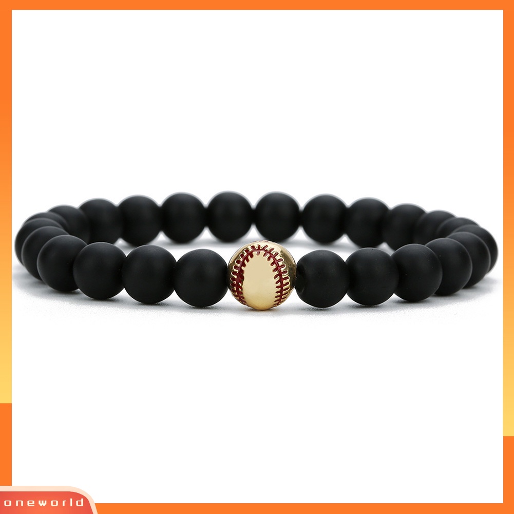 [WONE] Fashion Unisex Baseball Pesona Batu Alam Manik-Manik Gelang Bangle Perhiasan Hadiah