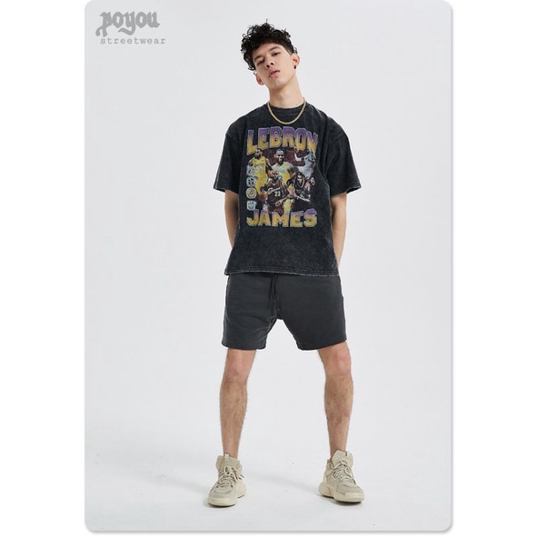 kaos oversize unisex &quot;james&quot; gaya Korea retro streetwear baju tshirt pria dan wanita