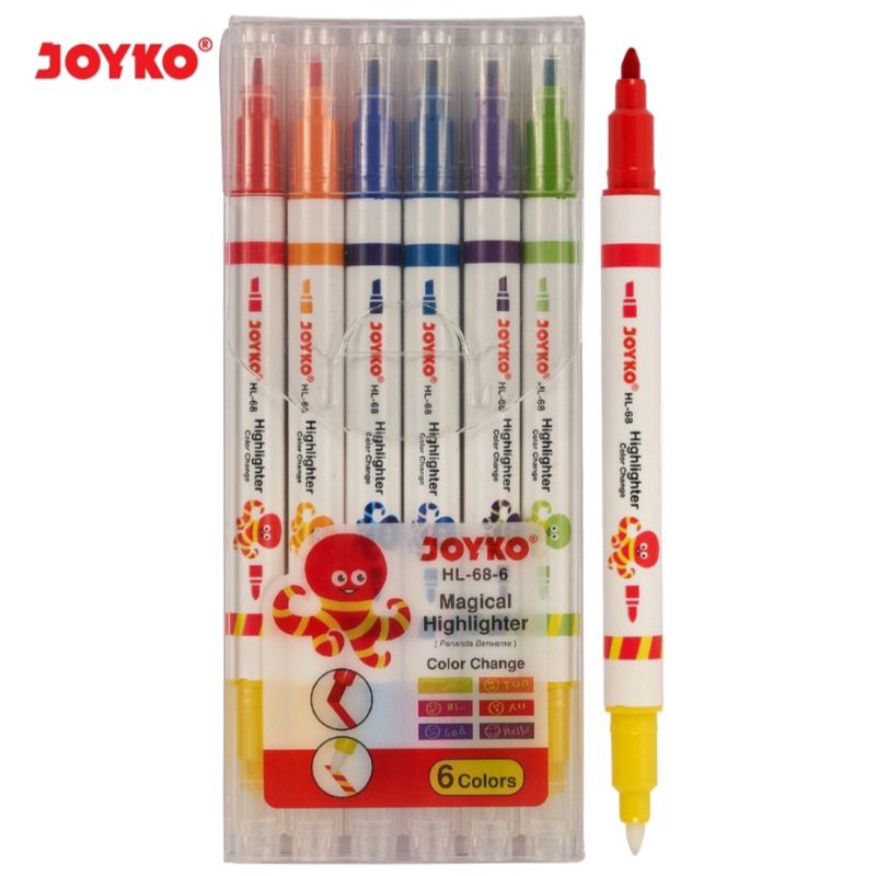 

(1 Set/6 Warna) GROSIR Magical Highlighter Joyko HL-68-6 / Penanda Berwarna Joyko HL-68-6 (1 Set/6)