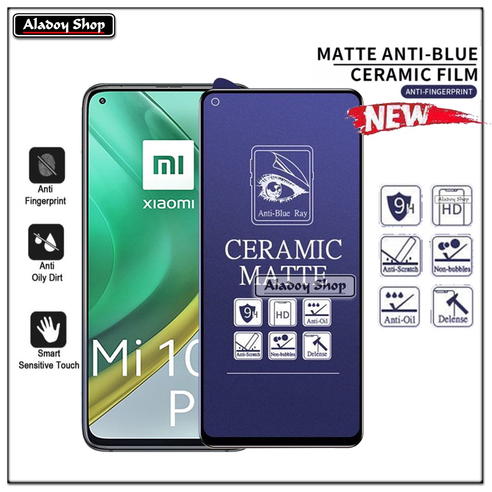 PAKET 3IN1 Anti Gores Blue Matte Anti Glare Xiaomi MI 10T/10T Pro + Tempered Glass Camera dan Skin Carbon