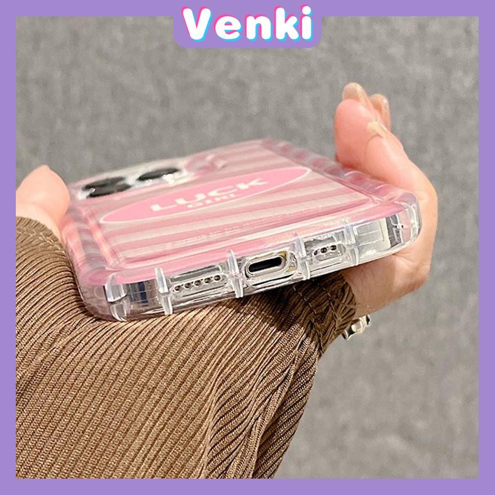 Case For iPhone 14 Pro Max TPU Soft Jelly Airbag Clear Pink Case Cute Stripe Luck Camera Protection Shockproof For iPhone 14 13 12 11 Plus Pro Max 7 Plus X XR