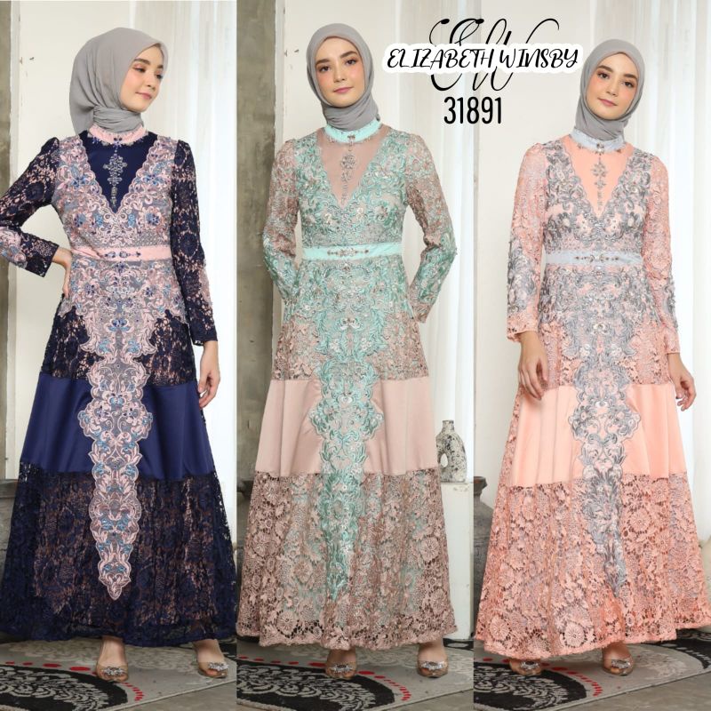 NEW ARRIVAL ELIZABETH WINSBY GAMIS MUSLIM FASHION GAMIS MUSLIM PESTA BAJU MUSLIM BRUKAT GAMIS PESTA 