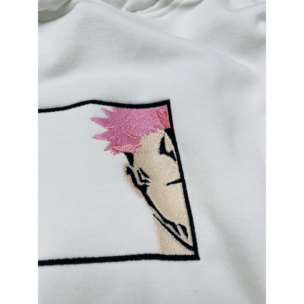 Hoodie Sukuna Itadori Face Embroidery Anime Manga Jujutsu Kaisen Premium Unisex