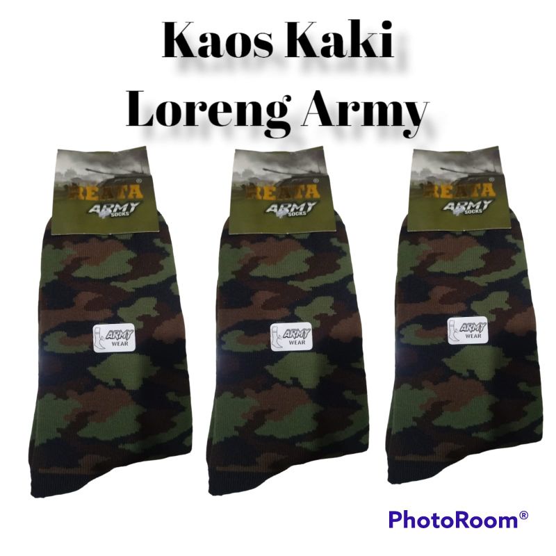Kaos Kaki Tentara Pdl Motif Loreng Panjang Tebal KaosKaki Outdoor Bahan Katun Spandek