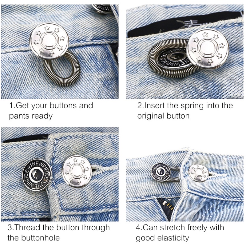 1pc Button Extender Untuk Celana Jeans/Gratis Jahit Adjustable Retractable Metal Buttons Waistband Expander