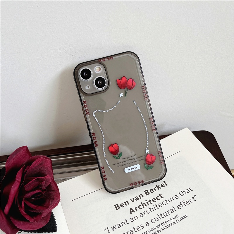 Anggun Putih Mawar Transparan Lembut TPU Phone Case Untuk iPhone 14xr X XS Max 13 Pro Max12 11 7 8 plus Se2020 Printing Cover Transparan Cover Case
