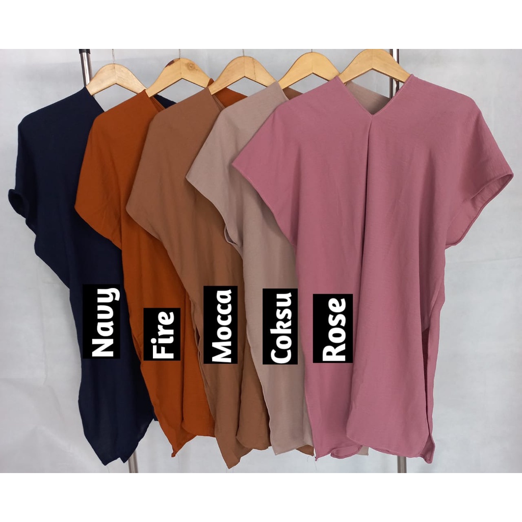 Long Square Nagita Crinkle Airflow Best Seller || Crinkle Atasan Wanita V-neck Oversize