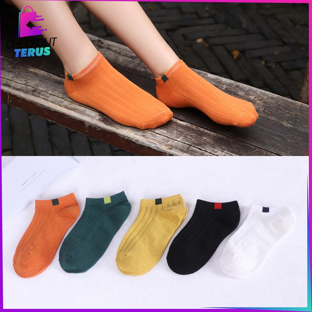 CT P58 Kaos Kaki Semata Motif Polos Fashion Unisex Kaos Kaki Ankle Wanita Pendek Dewasa Korean Style