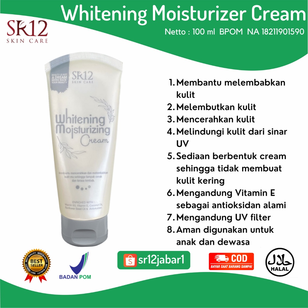 Whitening Moisturizing Cream SR12 / Krim Pemutih / Cream Pencerah / Krim Kulit / Cream Wajah / Pemut
