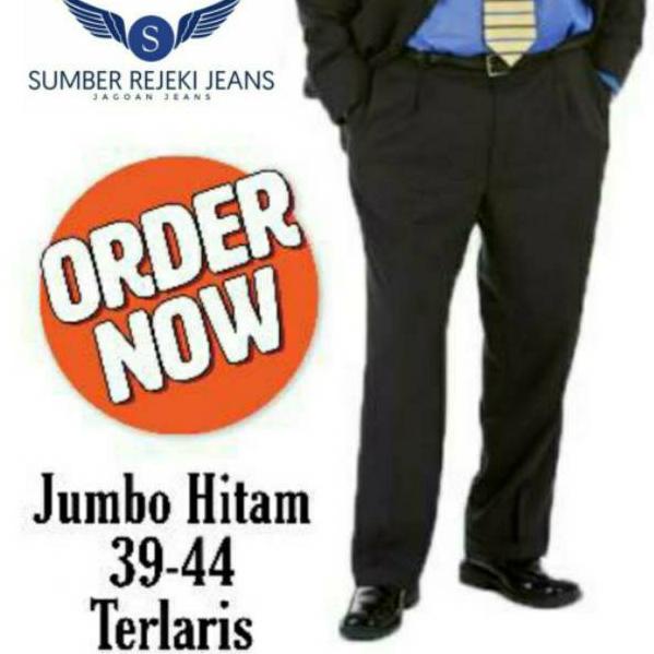 Paling Diminati SumberRejekiJeans - Celana FORMAL Bahan Kain Kerja Kantor JUMBO SIZE 39-44 HITAM Pan