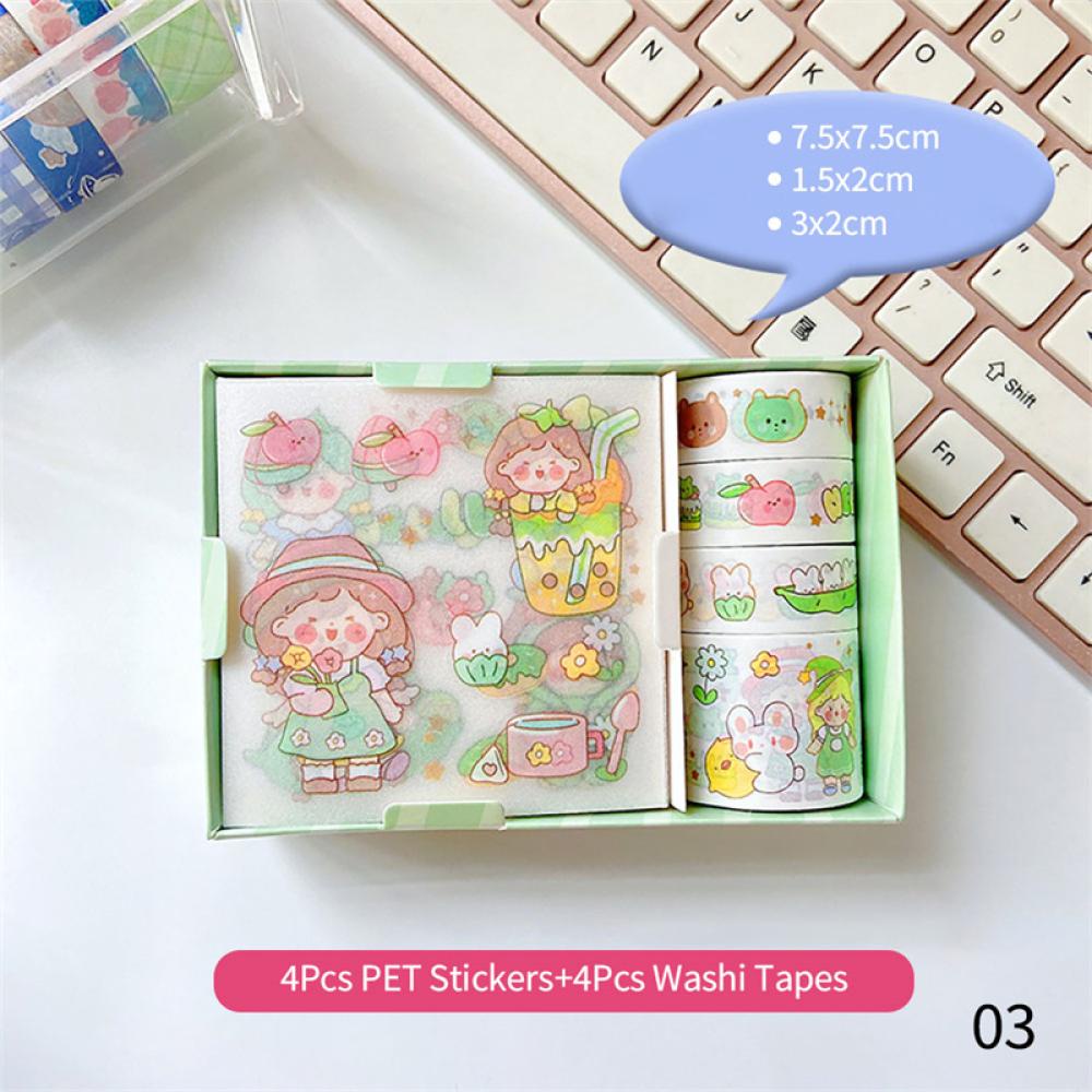 Timekey 4/5Rolls 4/9Pcs Lucu Kartun Washi Tape Scrapbooking Kreatif Kawaii Masking Jurnal Tape DIY Scrapbooking Diary Tape Stiker A6J3