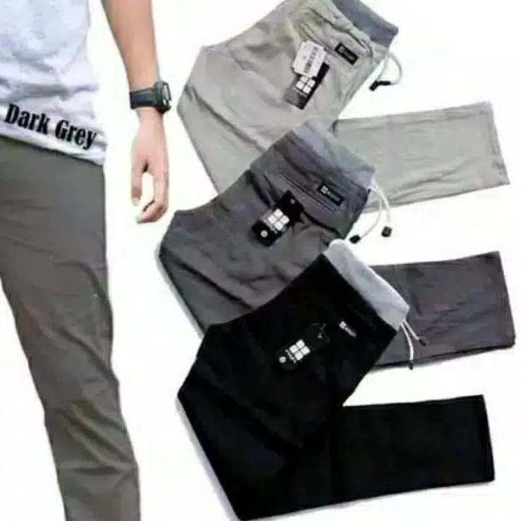 Recomended celana panjang pria chino pinggang karet celana kerja pria jumbo  harian santai