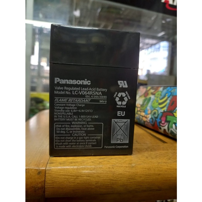 Baterai Aki / Accu Kering 6V 4,5AH Tipe LC-V064R5NA Merk Panasonic