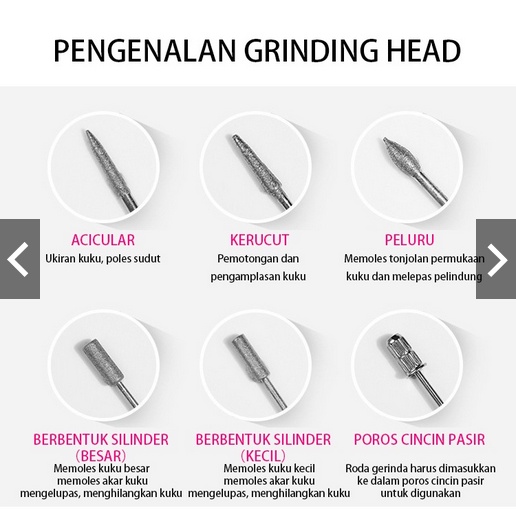 Pen Electric Nail Drill Polisher untuk Menicure Pedicure, Pen Pemoles kuku electric Rechargeable