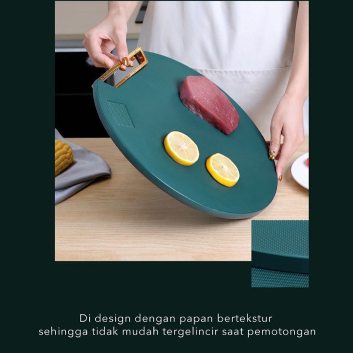 Talenan Hijau Bulat Premium Cutting Board Talenan dapur anti jamur - 32Cm M-703