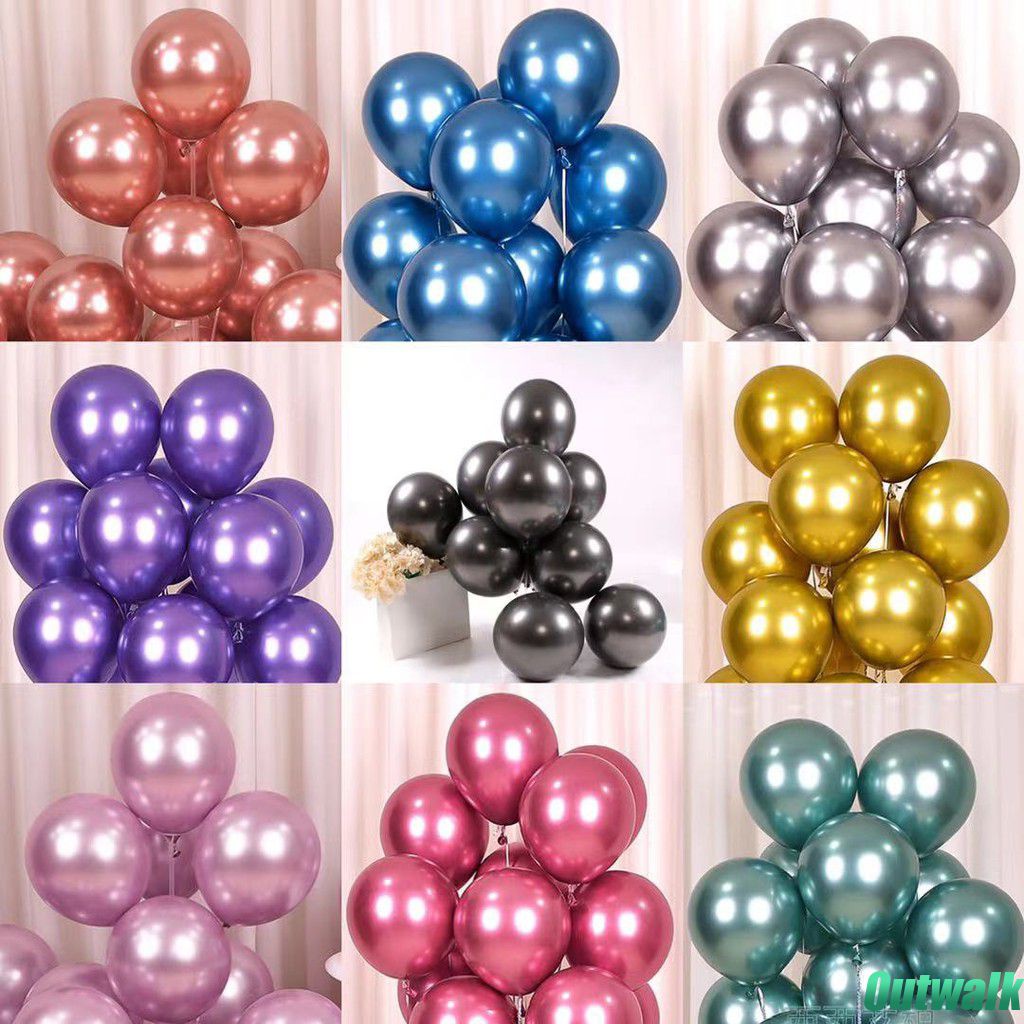 ღ 50PCS 10Inch Logam Chrome Balon Lateks Tebal Logam Balon Lateks Balon Pesta Dekorasi Set untuk Pernikahan Ulang Tahun pesta Dekorasi Persediaan