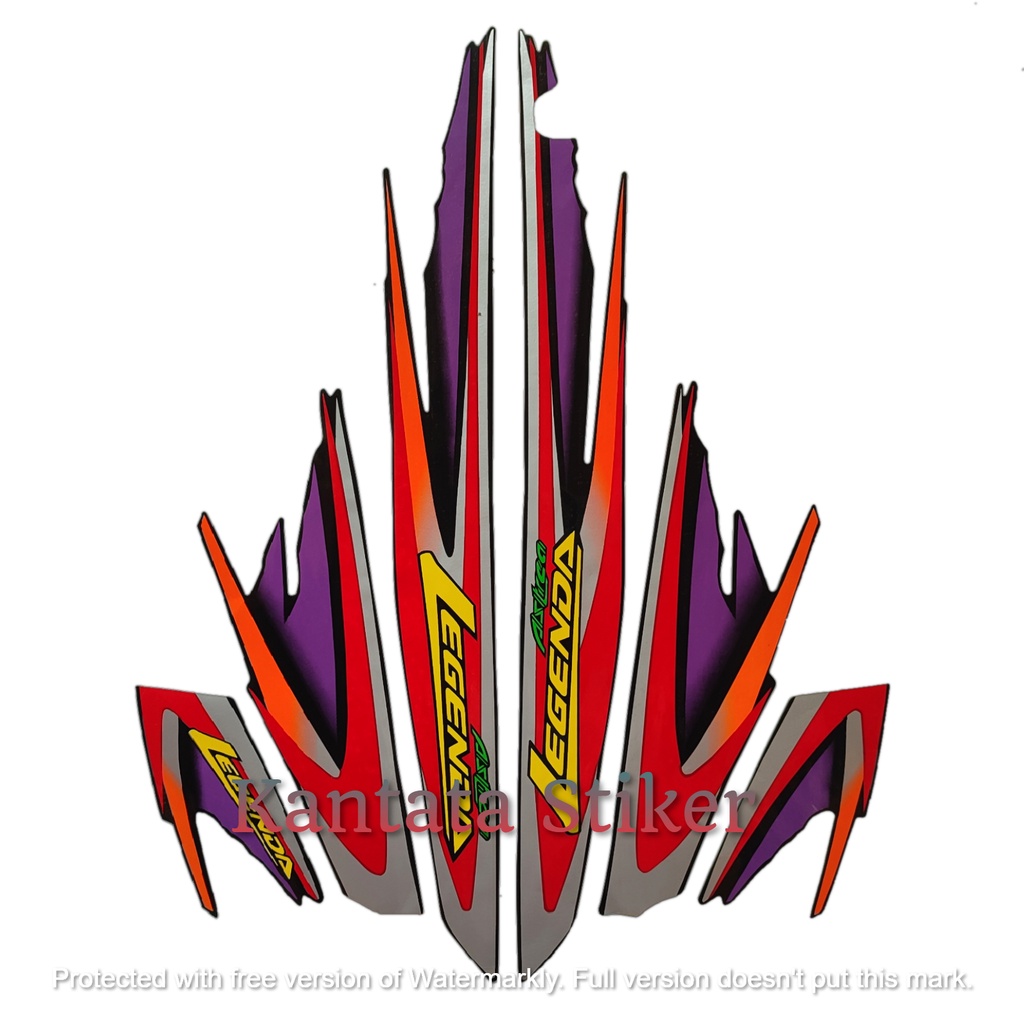 STIKER STRIPING LIS LES BODY MOTOR HONDA ASTREA LEGENDA 1 2001 ORANGE STANDAR FULL SET