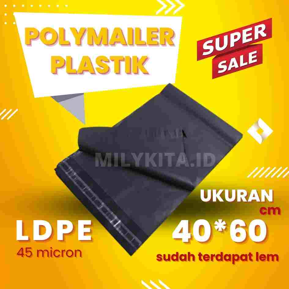 PLASTIK PACKING POLYMAILER HITAM HD 40X60 CM POLIMAILER AMPLOP ONLINE SHOP MURAH LEM BUKAN KANTONG REA PCS