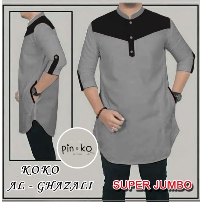 PIK - Koko Kurta Al Ghazali LENGAN 3/4 (M, L, XL, XXL, 3XL)/ Koko Pria/ Pakaian Muslim Pria Jumbo/ Best Seller