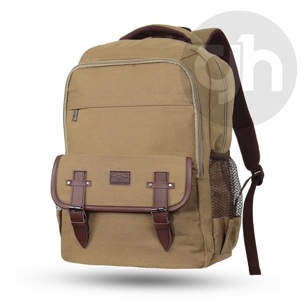 GH-Bag Tas Ransel Sekolah Kuliah Kerja Ransel Pria Wanita Backpack Laptop up to 15,6 inch Bronson Canvas Backpack